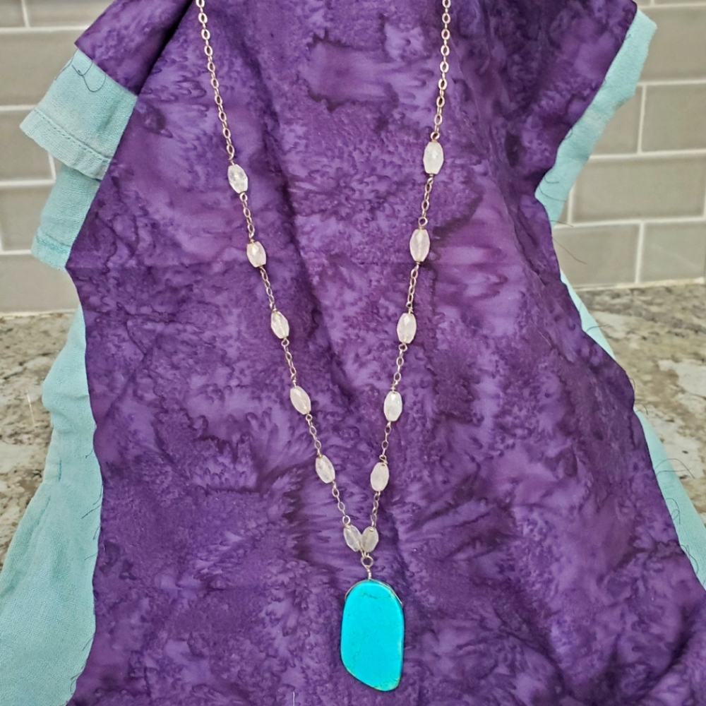 Turquoise and rose quartz necklace
